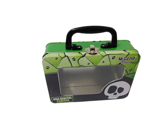 High Quality Rectangle Suitcase Tin Box with Handle Custom Metal Lunch Box with Lock Tin Box