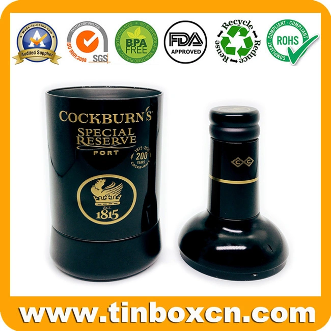 Empty Customized Metal Wine Bottle Tin Box for Whisky Vodka