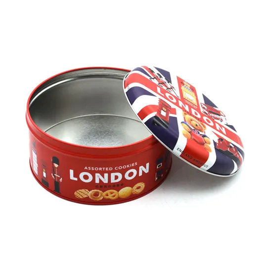 High Quality Customized Bespoke Gift Food Chocolate Metal Packaging Case Round Biscuit Cookie Tin Can Box