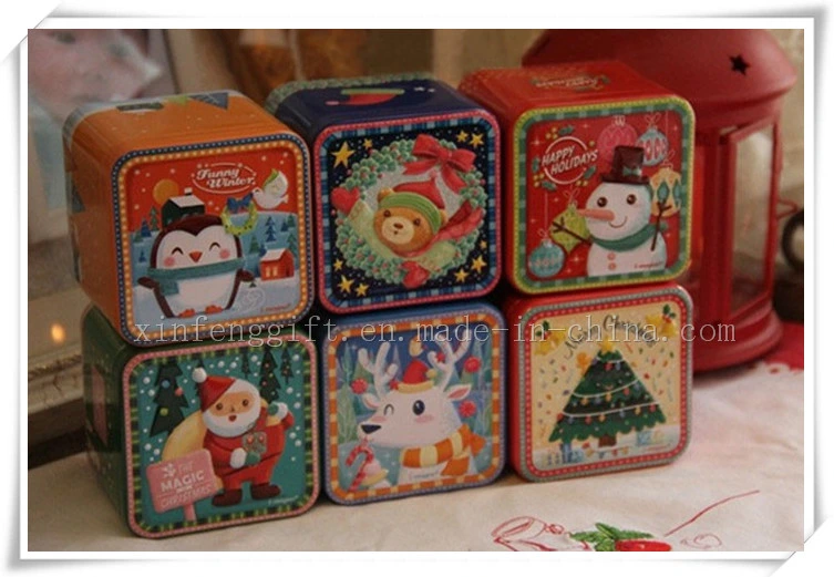 Tin Box Sugar Tea Coffee Sundries Snacks Storage Case Candy Box Three-Dimensional Relief Size7.5X7.5X6.5cm