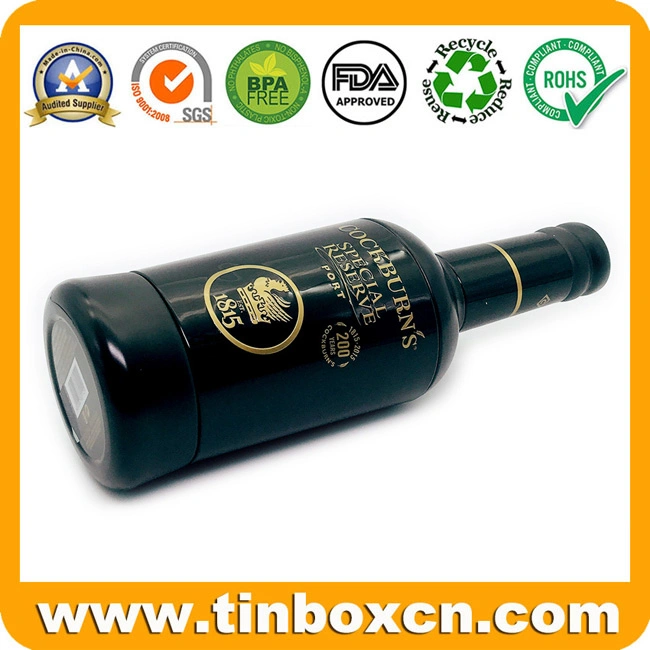 Empty Customized Metal Wine Bottle Tin Box for Whisky Vodka