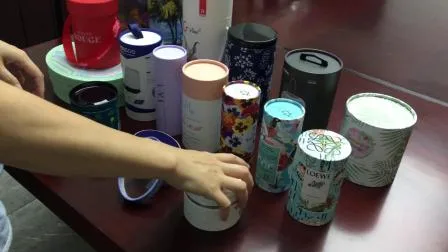 Tampa de metal de estanho redondo tubo de papel de chá caixa de presente cilíndrica para perfume vela vinho presente perfume roupas