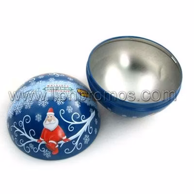 Enfeites de decoração para presente promocional de bola de Natal Caixa de lata de bola de Natal