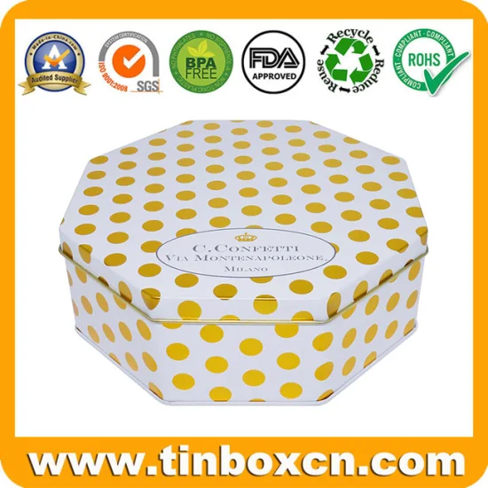 Caixa de metal octogonal para embalagens de alimentos para presentes de chocolate