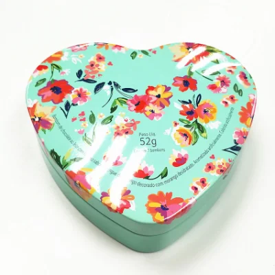 Caixa de lata de presente de embalagem de chocolate em formato de coração para o dia dos namorados
