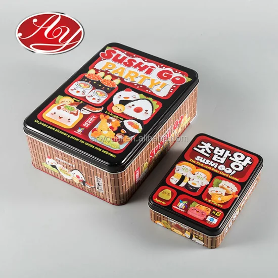 Duas peças cozinha retangular comida escolar sushi almoço infantil caixa de lata de metal